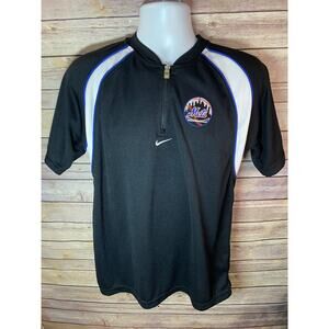Nike Team NY Mets 1/4 Zip Baseball Jersey Shirt Boys Youth L (16 18) Black MLB